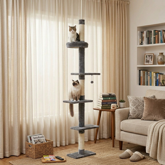 Floor-to-Ceiling Single-Pole Cat Tree Max Height: 274cm