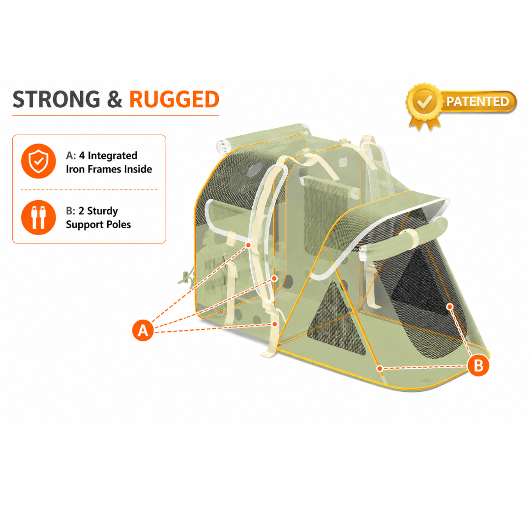 Expandable Pet Carrier with Detachable Treat Pouch for Travel Hiking Camping