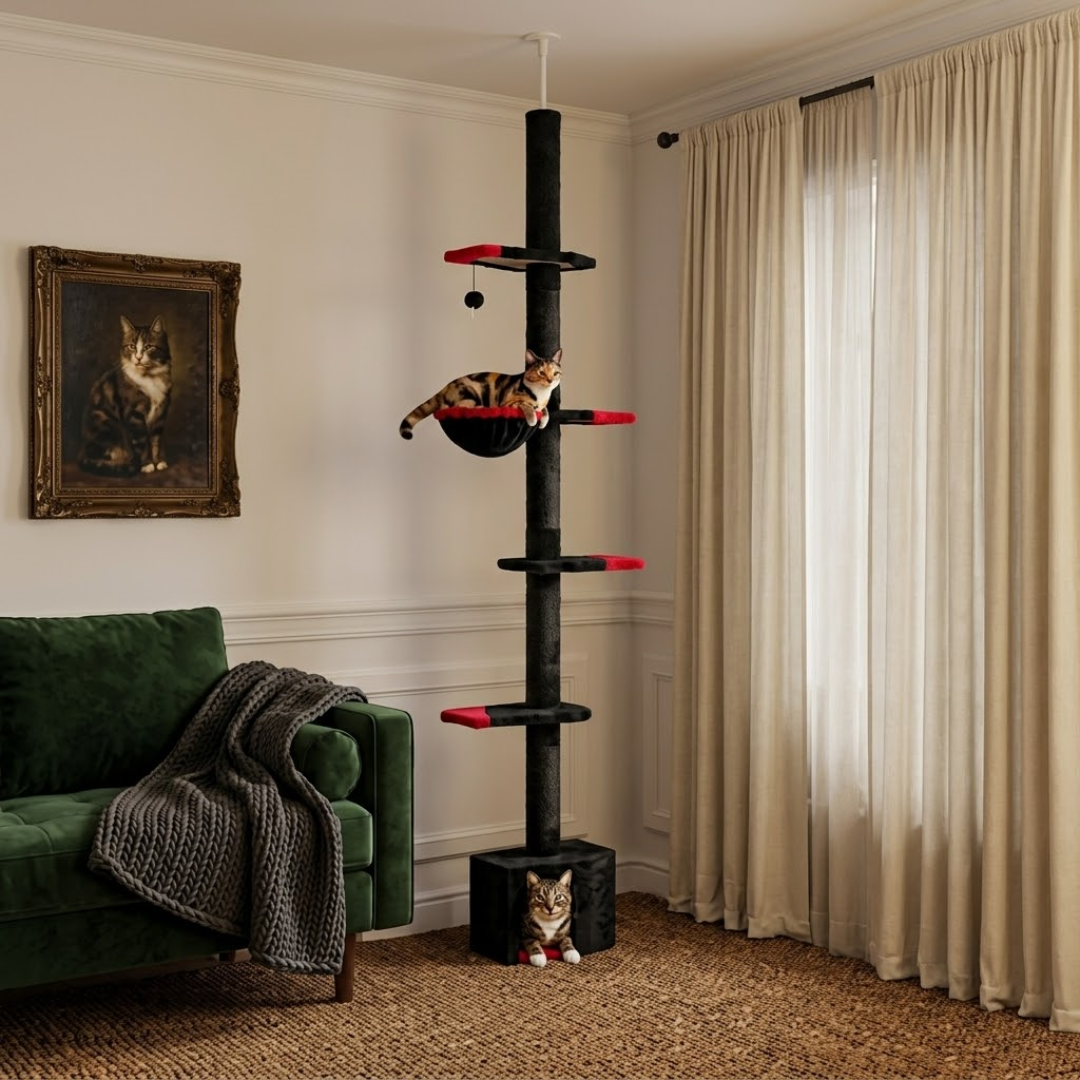 Floor-to-Ceiling Single-Pole Cat Tree Max Height: 274cm
