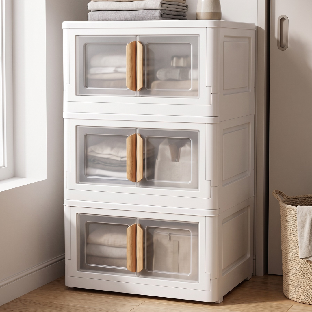 Layered Tier Transparent Foldable Storage Box