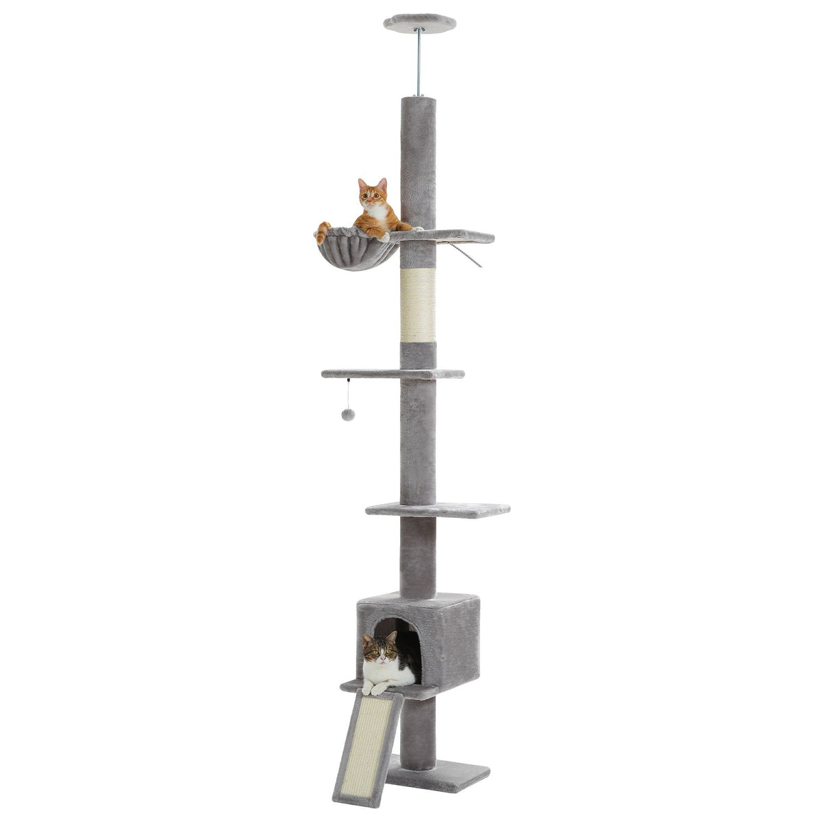 Floor-to-Ceiling Cat Scratching Post with Inclined Board 274cm