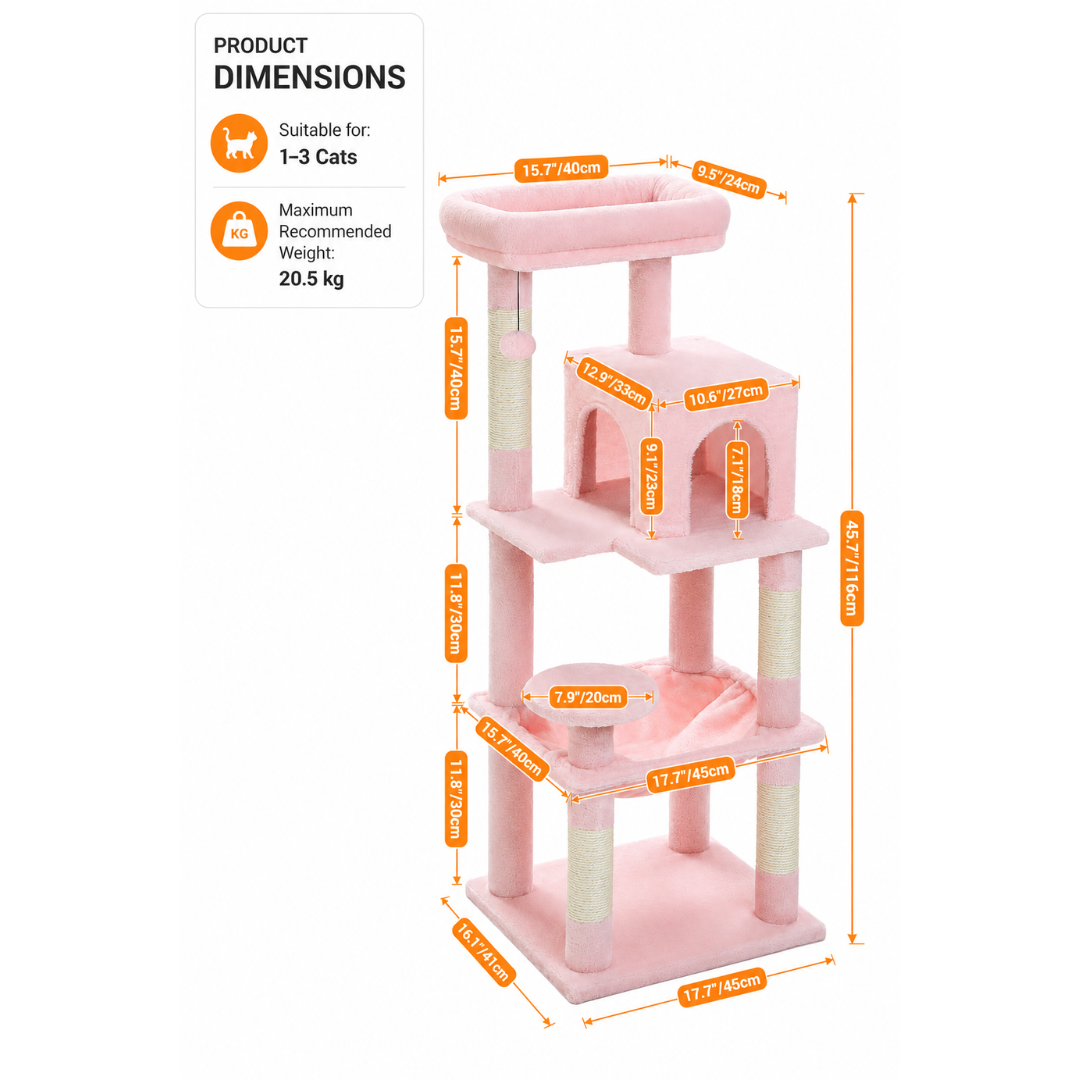 Pink Cat Tree 116cm