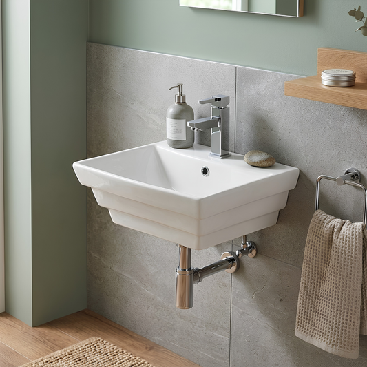 Baltic Stepped Designer White ceramic washbasin/sink countertop wall hung
